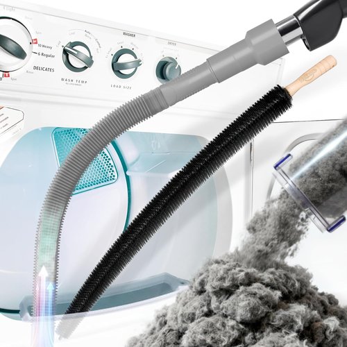Holikme Dryer Vent Cleaner Kit - 2 Pieces with Lint Vacuum Attachment & Flexible Brush | Grey