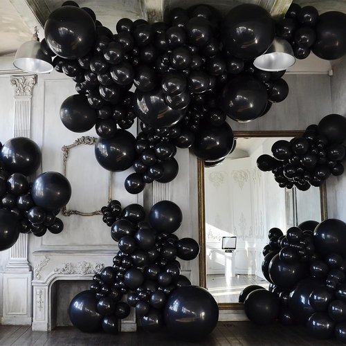 Black Balloons - 12-Inch Matte Latex | 100-Pack Helium Balloons for Birthday, Wedding & Party Decor