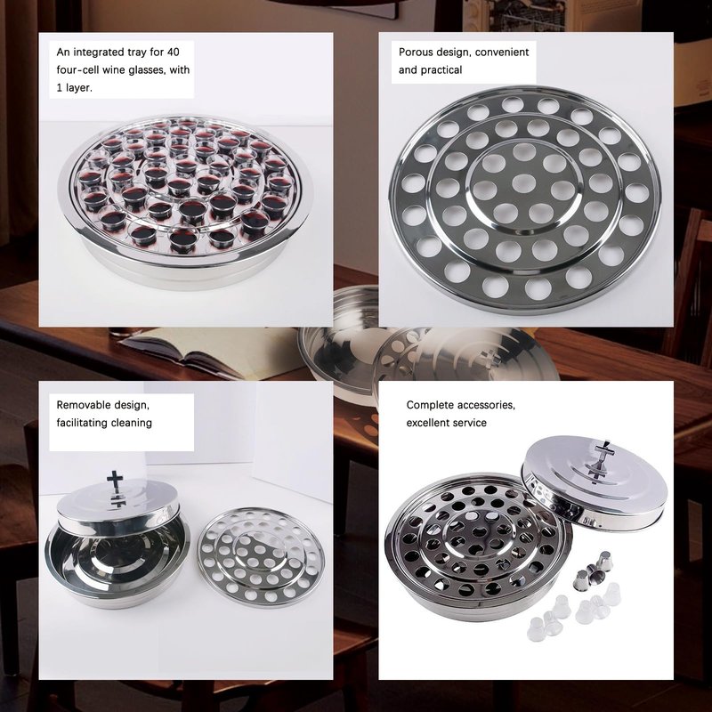 Upgraded Communion Tray and Cover Set for Churches,Bread Tray,Stainless Steel Communion Set Supplies (Silver-Communion Tray and Cover Set)