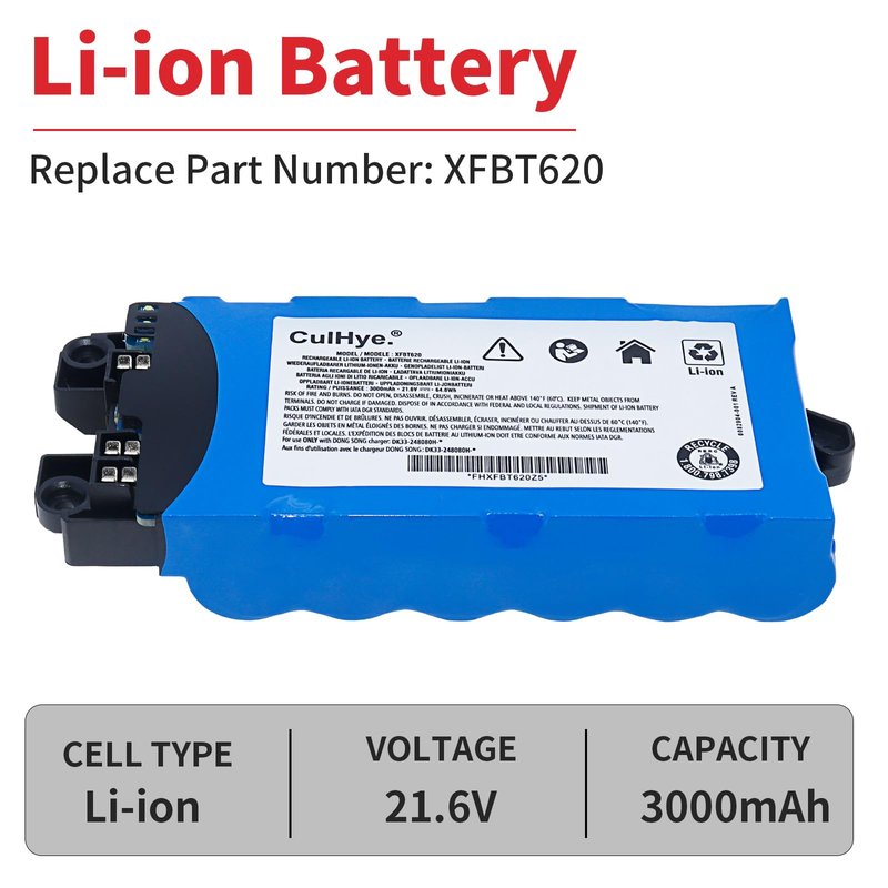 XFBT620 3000mAh Replacement Lithium-Ion Battery for Shark IX140 IX141 IX141H IX142 IZ140 IZ140C IZ141C IZ142 UZ145 Cordless Vacuum Cleaners