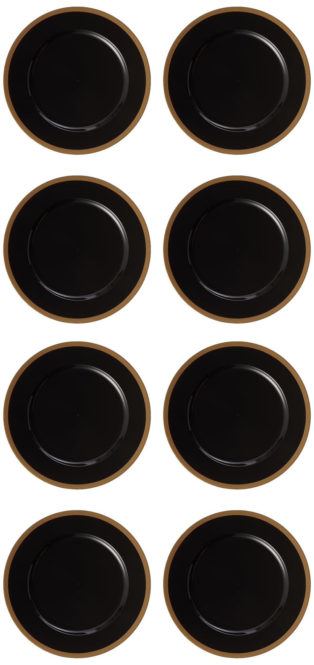 Blue Sky Black and Gold Rim Charger Plates | 13", Set of 8 | Round Elegant Design for Events | Durable Plastic Dinnerware