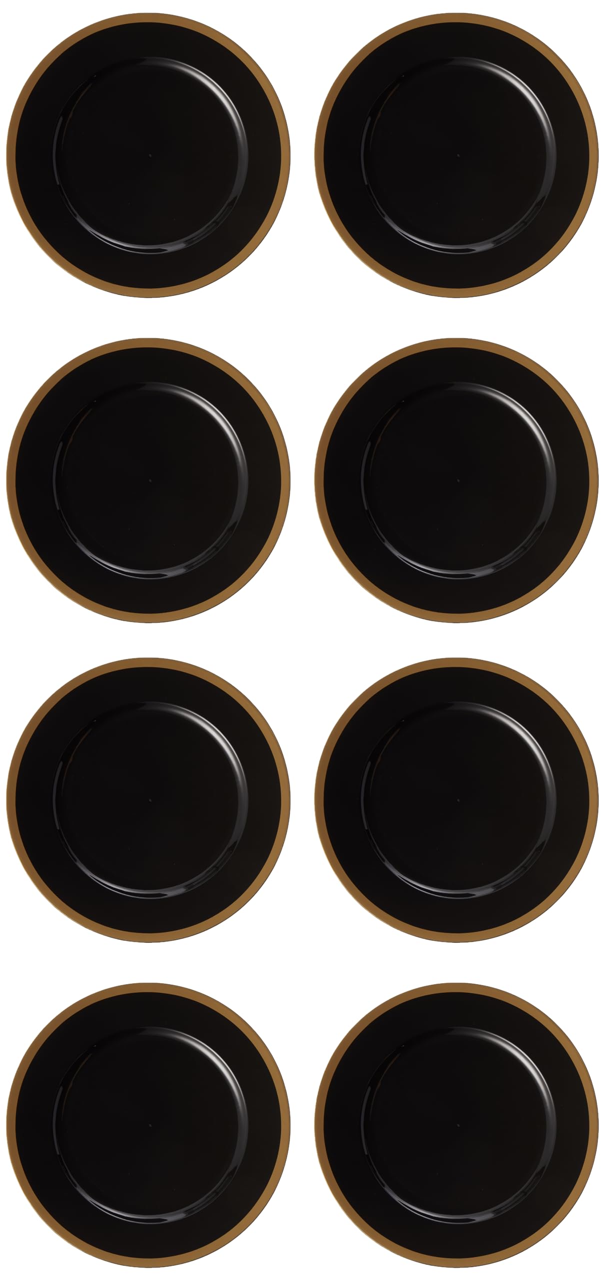 Blue Sky Black and Gold Rim Charger Plates | 13", Set of 8 | Round Elegant Design for Events | Durable Plastic Dinnerware