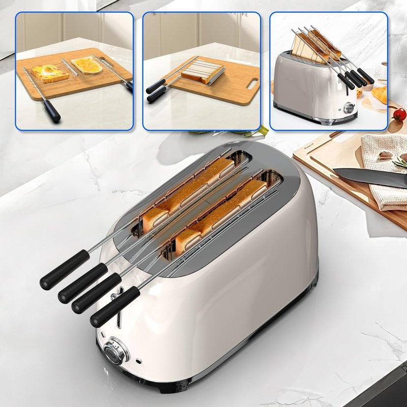 LZLXXLZL Sandwich Cage - Toaster Racks for 2-Slice Toast Maker, Classic Sandwich Clip to Make Toasted Sandwiches, Stainless Steel Bread Rack Toaster Accessories (Black)