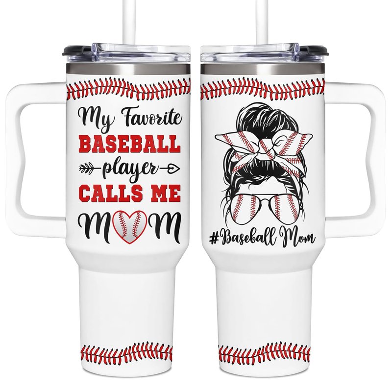 AT2Z GLOBAL Baseball Mom Gifts - Perfect for Moms from Kids, Friends - Birthday & Christmas - 40oz Tumbler with Handle