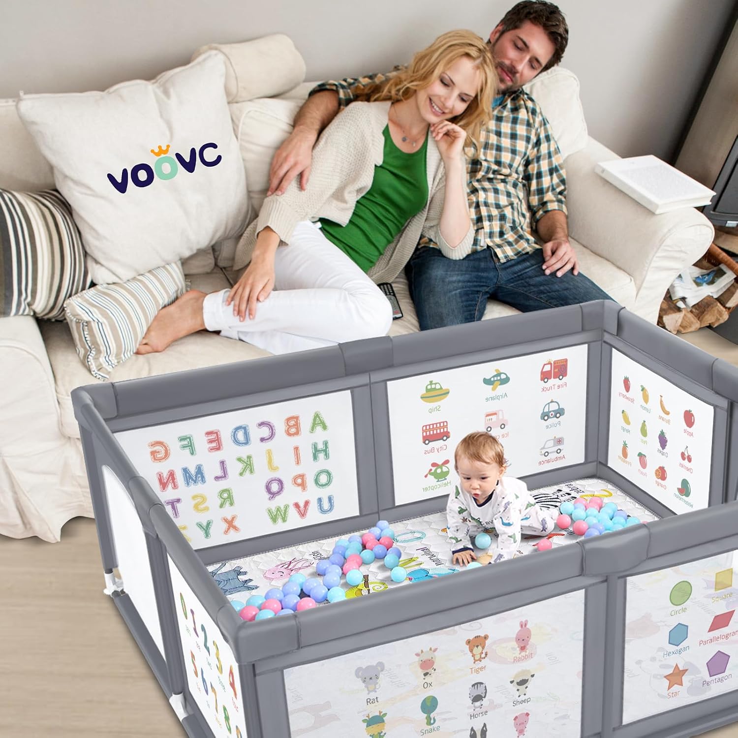 Premium Baby Playpen - Extra Large 71x60 Inches Activity Center with Mat & Safety Gate