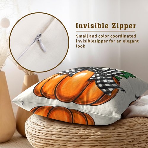Giwawa Fall Pumpkin Throw Pillow Covers 18X18 Inch Set of 2 Autumn Thanksgiving Farmhouse Harvest Decorative Pillowcases Cushion Case for Couch Bed Sofa Patio Porch Outdoor Home Decor