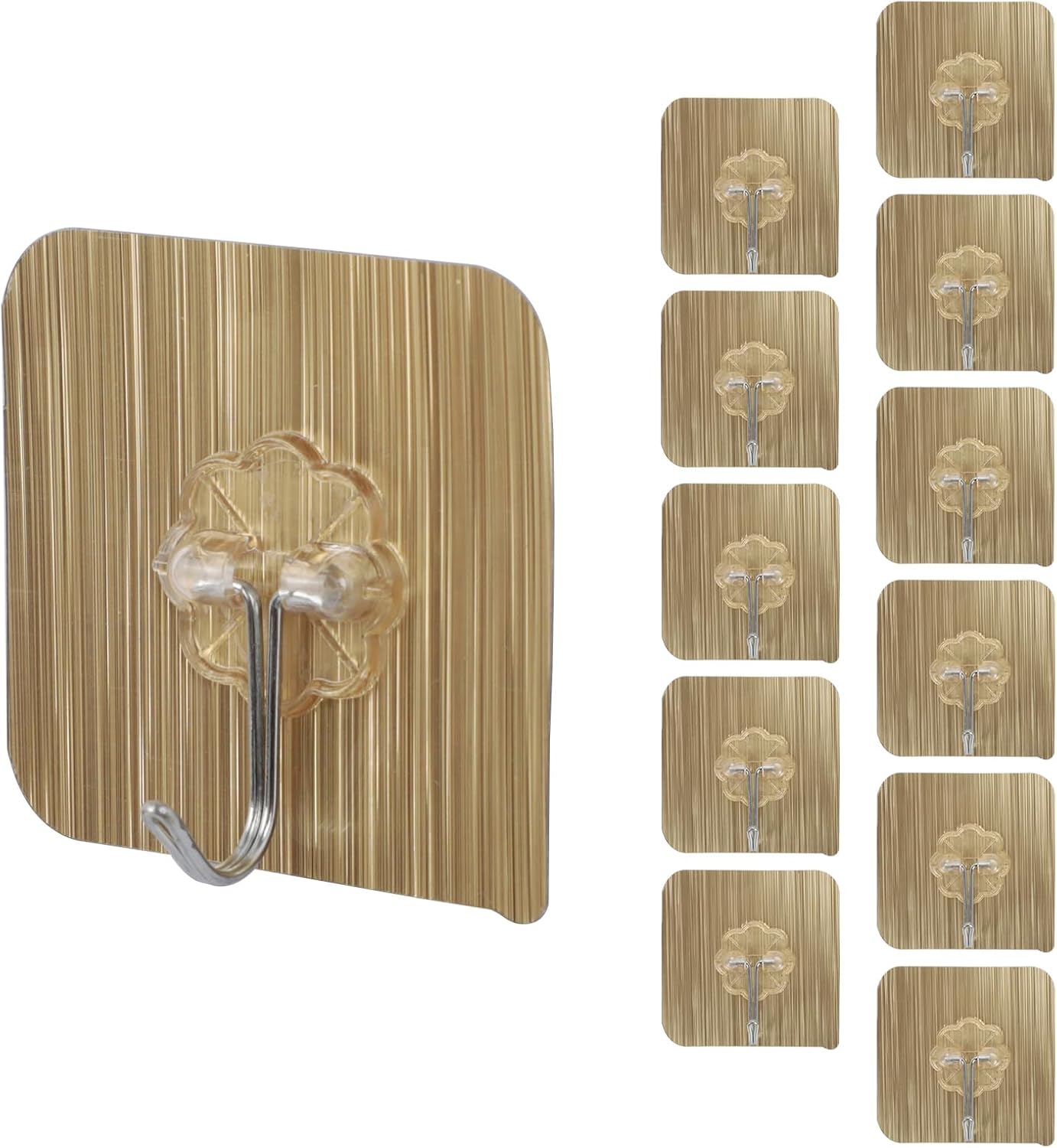 Skiennix Heavy Duty Adhesive Hooks - Waterproof Wall-Mounted Towel & Coat Hooks | 12 Pack, Max Load 15 lb