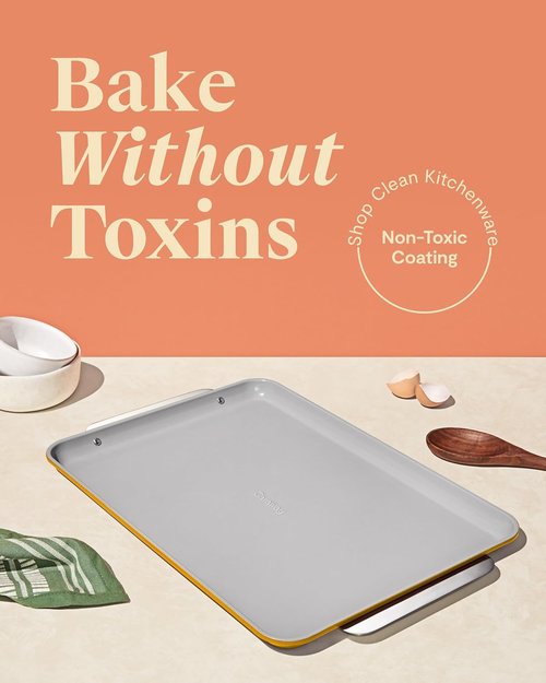 Caraway Non-Stick Ceramic Baking Sheet - Non-Toxic, PTFE & PFOA Free - Large 18" x 13" - Marigold Color