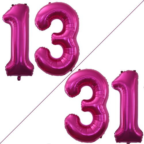 GOER Jumbo 42-Inch Number 13 Balloons - Bright Peach Foil Helium Decorations for Sweet 13 Party