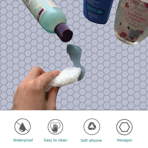 Jacooxi Under Sink Mat 22 x 19, Silicone Under Sink Protector Mat for Kitchen Waterproof, Easy to Clean Bathroom Cabinet Mat Organizers and Storage, Light Grey