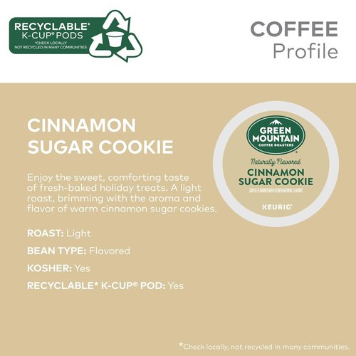 Green Mountain Coffee Roasters Cinnamon Sugar Cookie K-Cup Pods - Light Roast Coffee, 96 Count