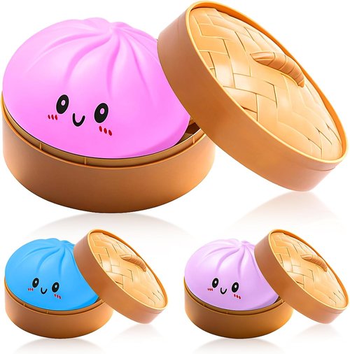 Dumpling Squeeze Toy - Colorful Stress Relief Fidget Ball | Stretchy Hand Toy in Pink