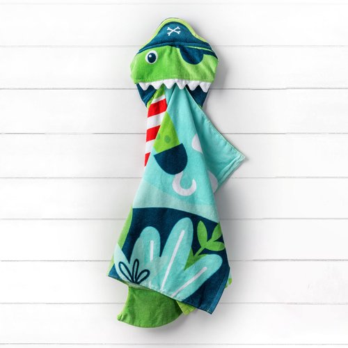 Stephen Joseph, Kids Hooded Bath Beach Towel, Girls and Boys Towel, Swim Pool Cover Up Super Absorbent Cute Characters, Dino Pirate