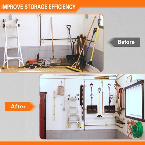 HUPBIPY Heavy Duty Garage Hooks - J Shaped Wall Mounted Tool Organizer | 4 Pack for Ladders, Bikes, and More