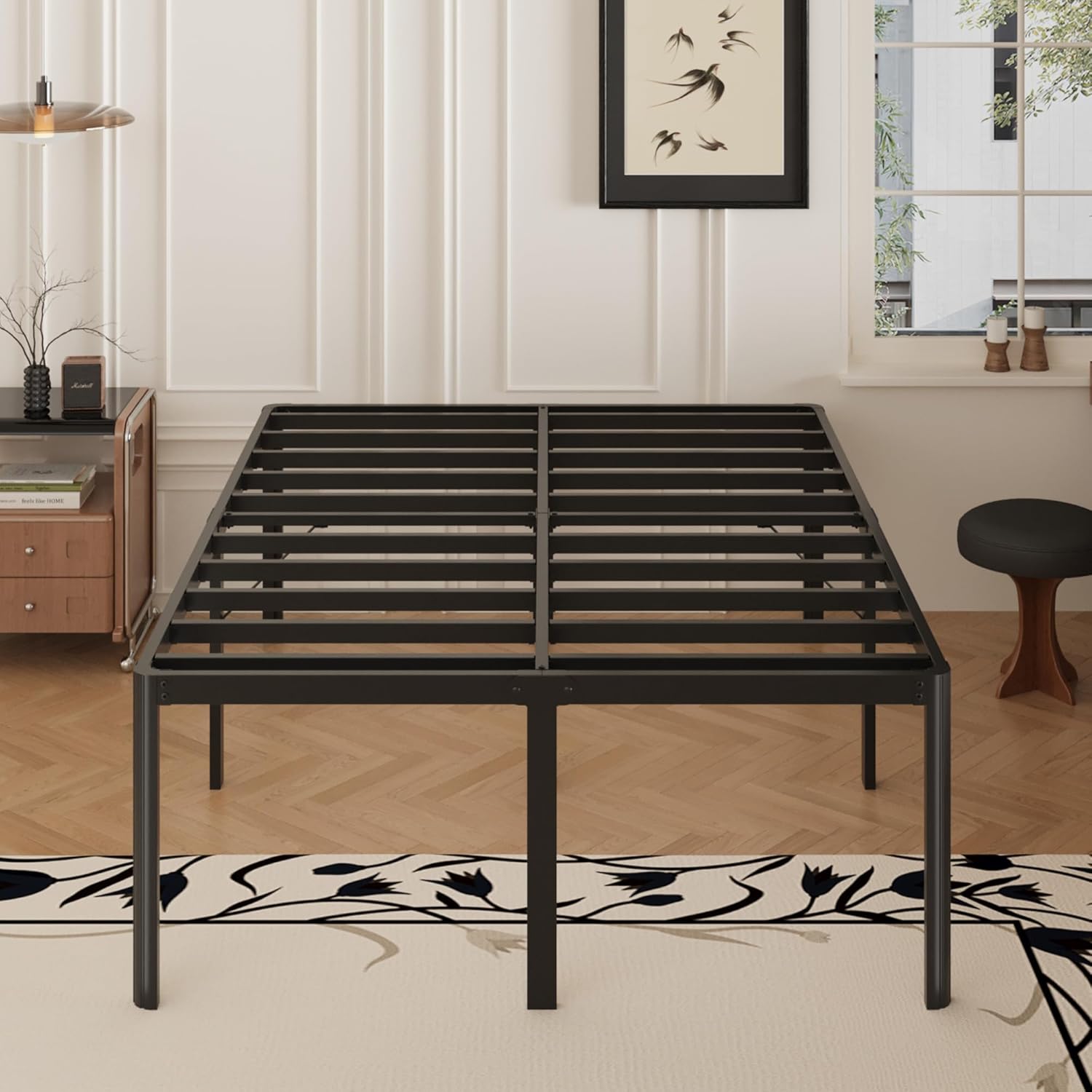 Yicensen Queen Bed Frame - 22 Inch High Heavy Duty Metal Platform | Rounded Corners, Easy Assembly, Noise-Free, Black