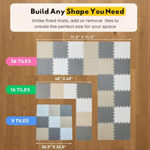MioTetto Baby Play Mat - Soft & Safe Foam Floor Tiles for Crawling | Portable & Stylish Design