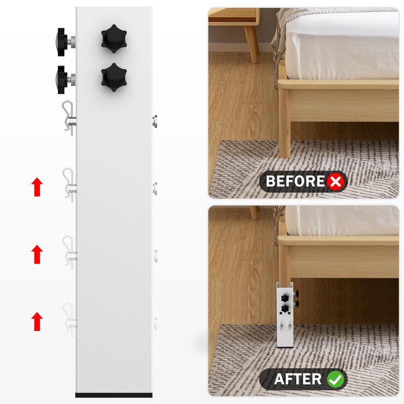 FOROIRON 2025 Up-Grade 4 Pack Carbon Steel Dorm Bed Riser 2.39" Diameter Metal Bed Riser Tall Bed Riser for Dorm Wooden Bed Frame Table Adjust Height 3.2", 5.1", 8.1",11.2" (for Bed Leg 1.5-2.3")
