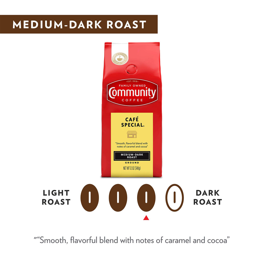 Community Coffee Café Special Blend Ground Coffee, Medium-Dark Roast, 32 Ounce Bag (Pack of 4)