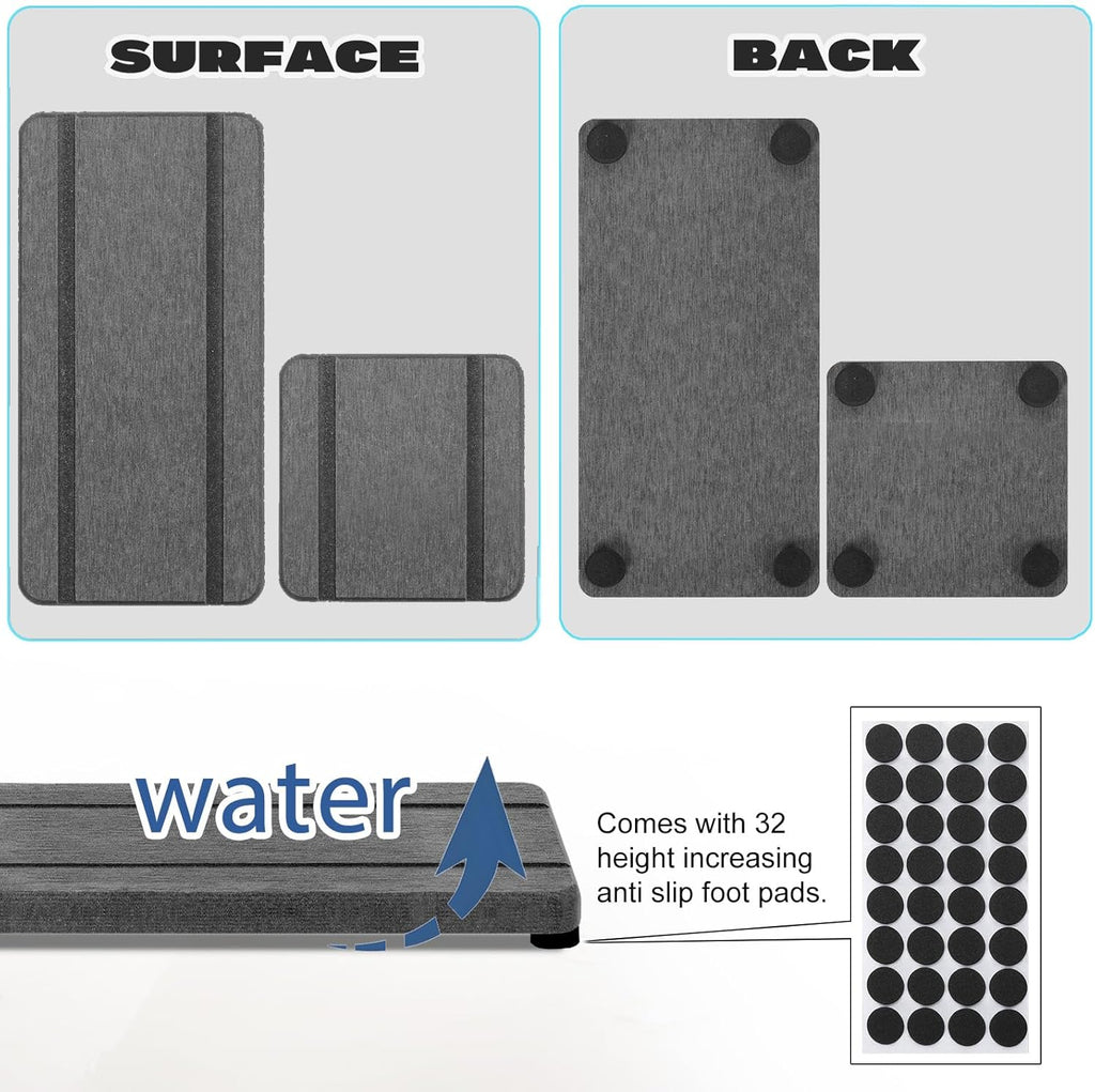 Stone Drying Trays by [Brand Name] - Water Absorbing Diatomaceous Earth Soap Dish & Coaster Set | 4PCS