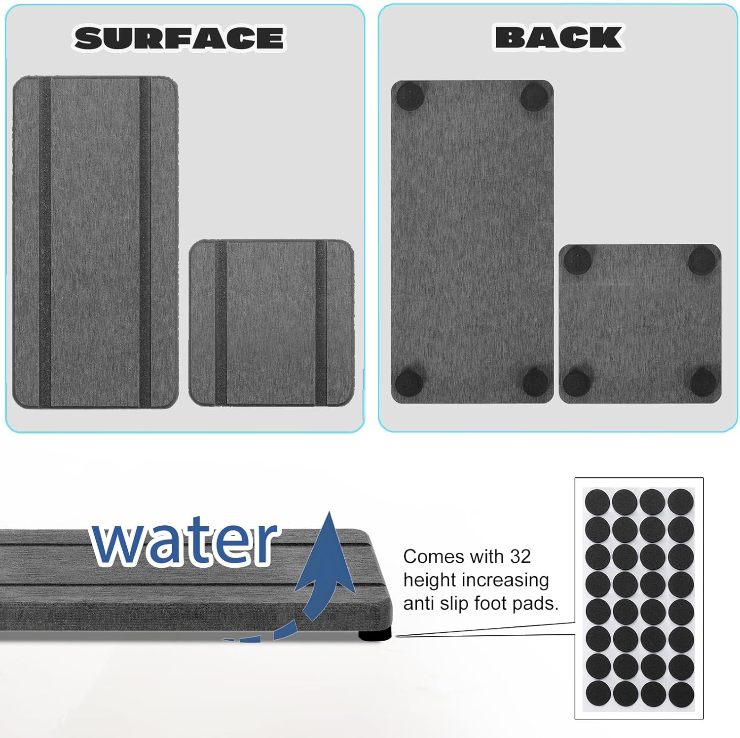 Stone Drying Trays by [Brand Name] - Water Absorbing Diatomaceous Earth Soap Dish & Coaster Set | 4PCS