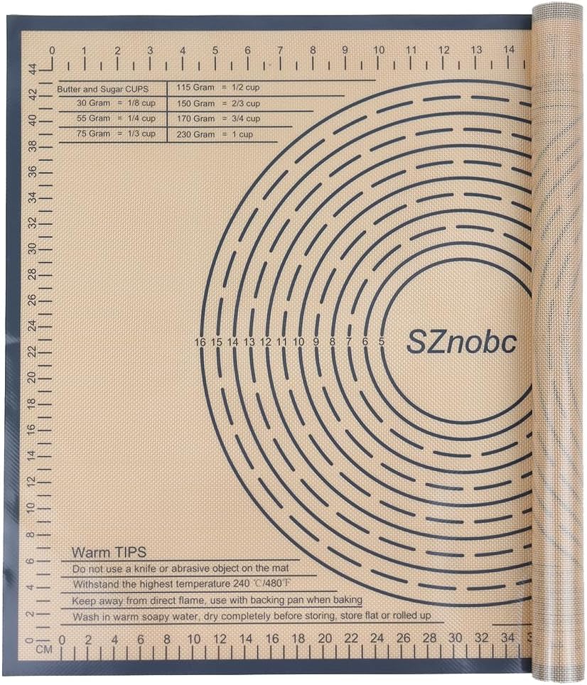 Skiennix Non-Slip Silicone Pastry Mat - 28X20 Inches with Measurements for Baking & Dough Prep