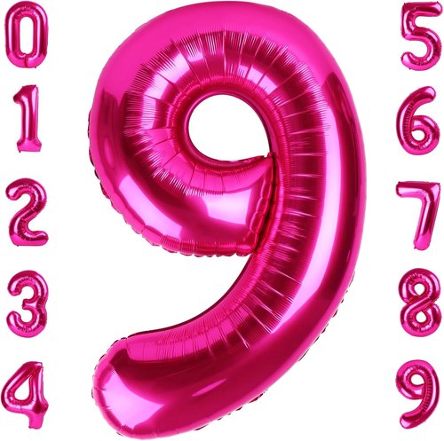 Hot Pink Number 9 Balloon by [Brand Name] - 40 Inch Party Decoration for Birthdays, Weddings & Graduations