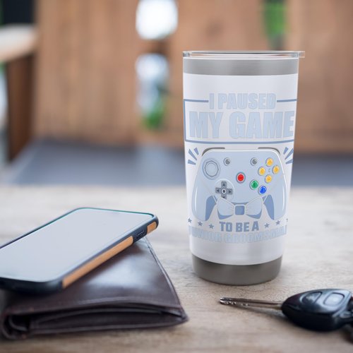 Junior Groomsman Video Gamer Paused My Game Junior Groomsmen Stainless Steel Insulated Tumbler