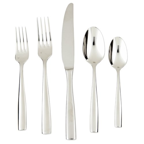 Fortessa Lucca 18/10 Stainless Steel Flatware, 5 Piece Place Setting, Service for 1