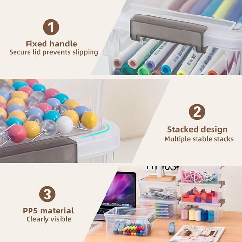 Anywish Small Storage Bins - 3.2 QT Clear Plastic Containers with Lids | 8-Pack for Easy Organization
