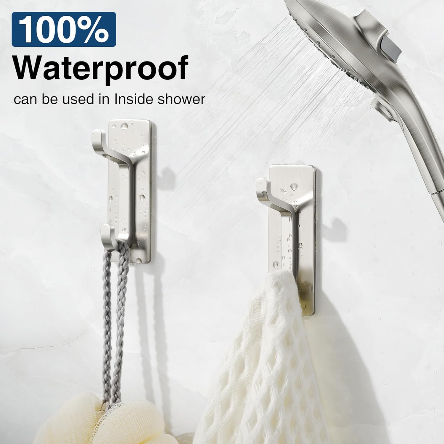 Pickpiff Wall Hooks - 13LB Strong Adhesive Coat & Towel Hangers | Brushed Nickel, 12 Pack