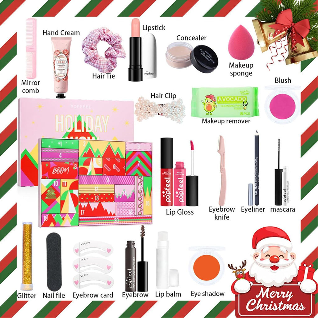 Skiennix Makeup Advent Calendar 2026 - All-in-One Kit with Eyeshadow, Lipstick & Foundation | Perfect Gift for Teens & Women