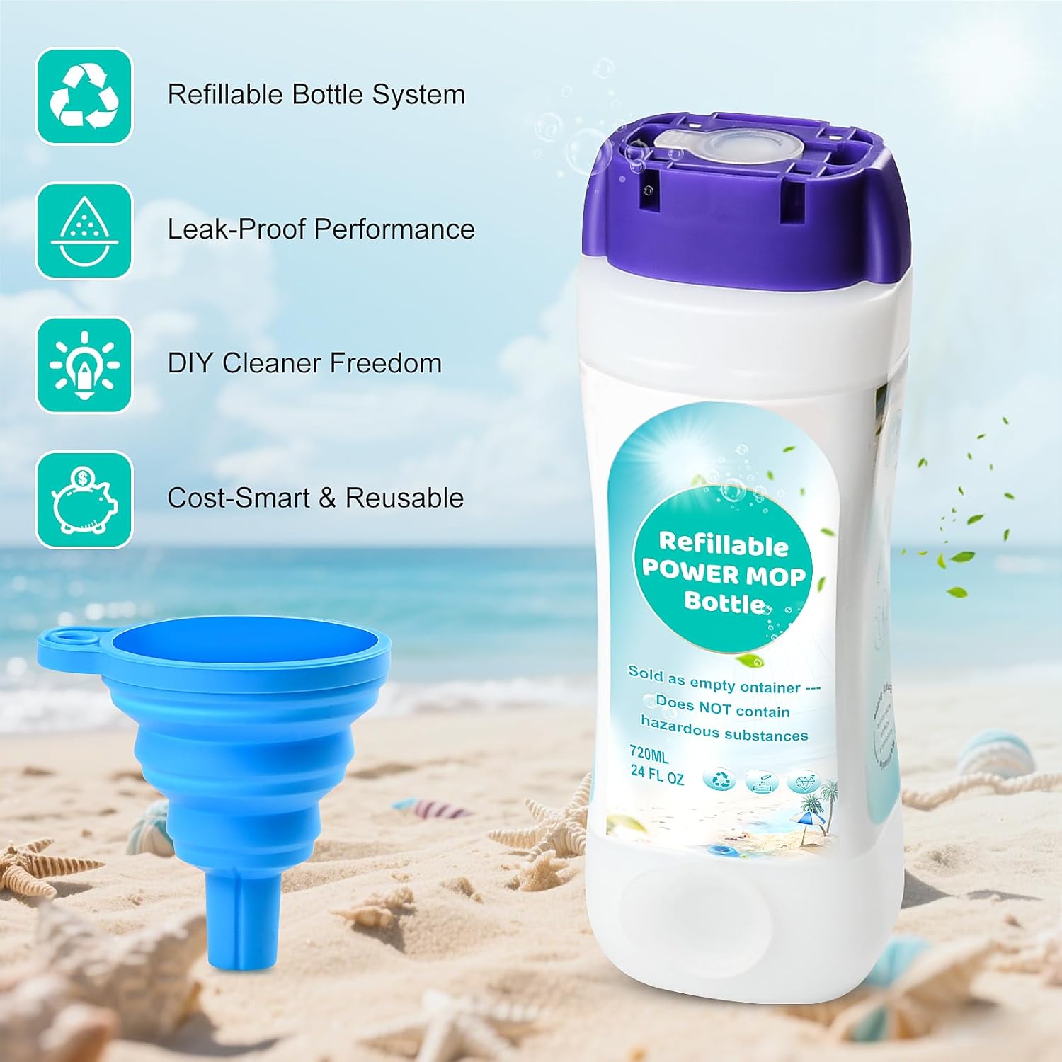 Skiennix Refillable Bottle for Swiffer® Power Mop™ - 720ML Leak-Resistant Solution Container