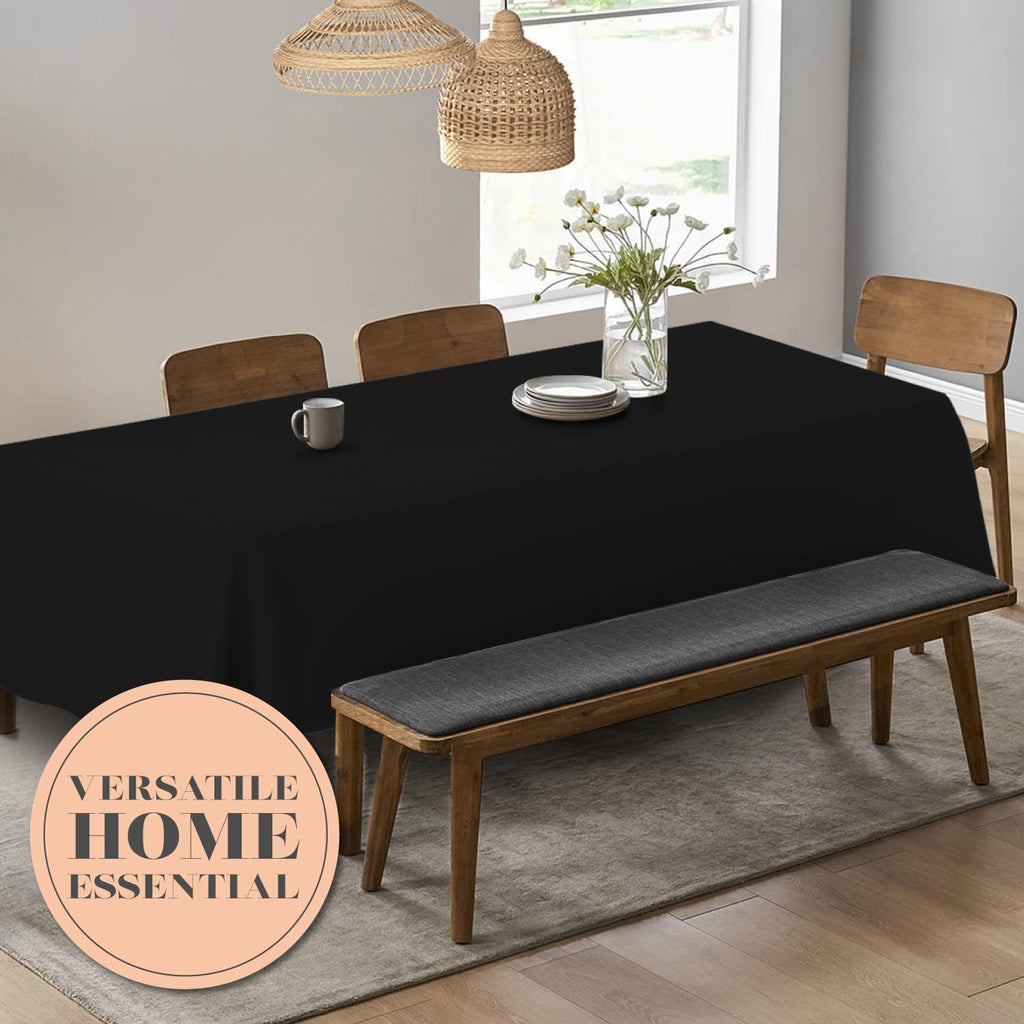 Classic Black Tablecloth 90x156 - Black Table Clothes for 8 Foot Rectangle Tables, 200 GSM Stain and Wrinkle Resistant Washable Fabric [2 Pack]