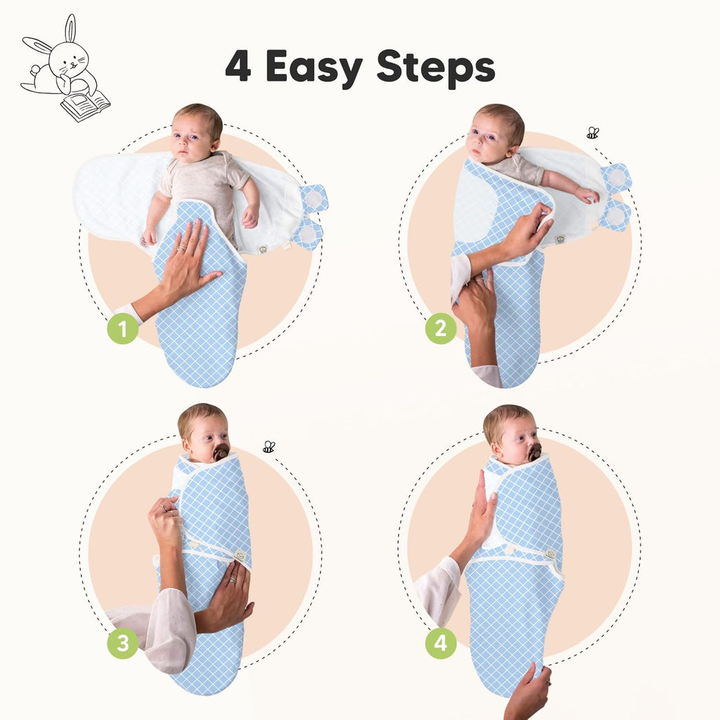 Organic Baby Swaddle Sleep Sacks by [Brand Name] - Soft & Snug for Newborns 0-3 Months | 3-Pack in Storm