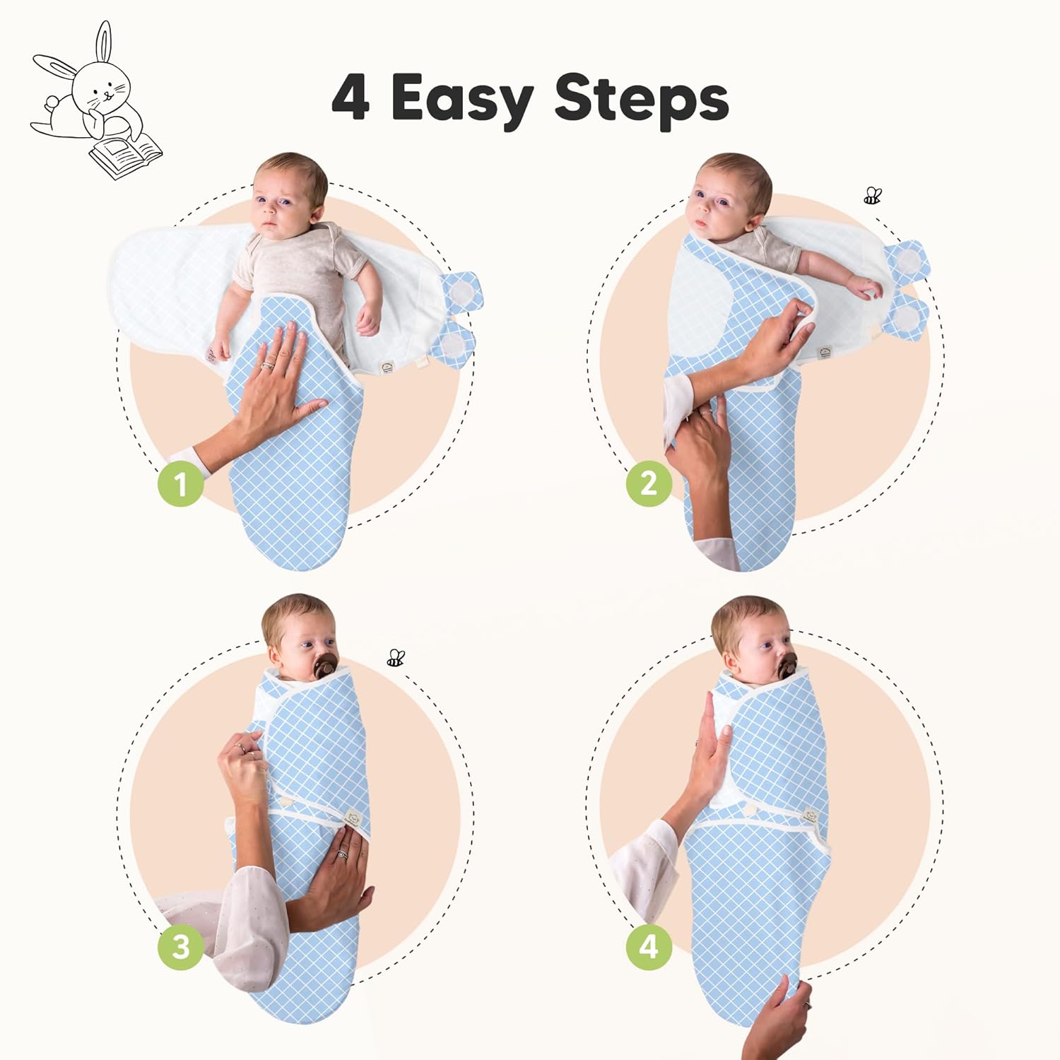 Organic Baby Swaddle Sleep Sacks by [Brand Name] - Soft & Snug for Newborns 0-3 Months | 3-Pack in Storm