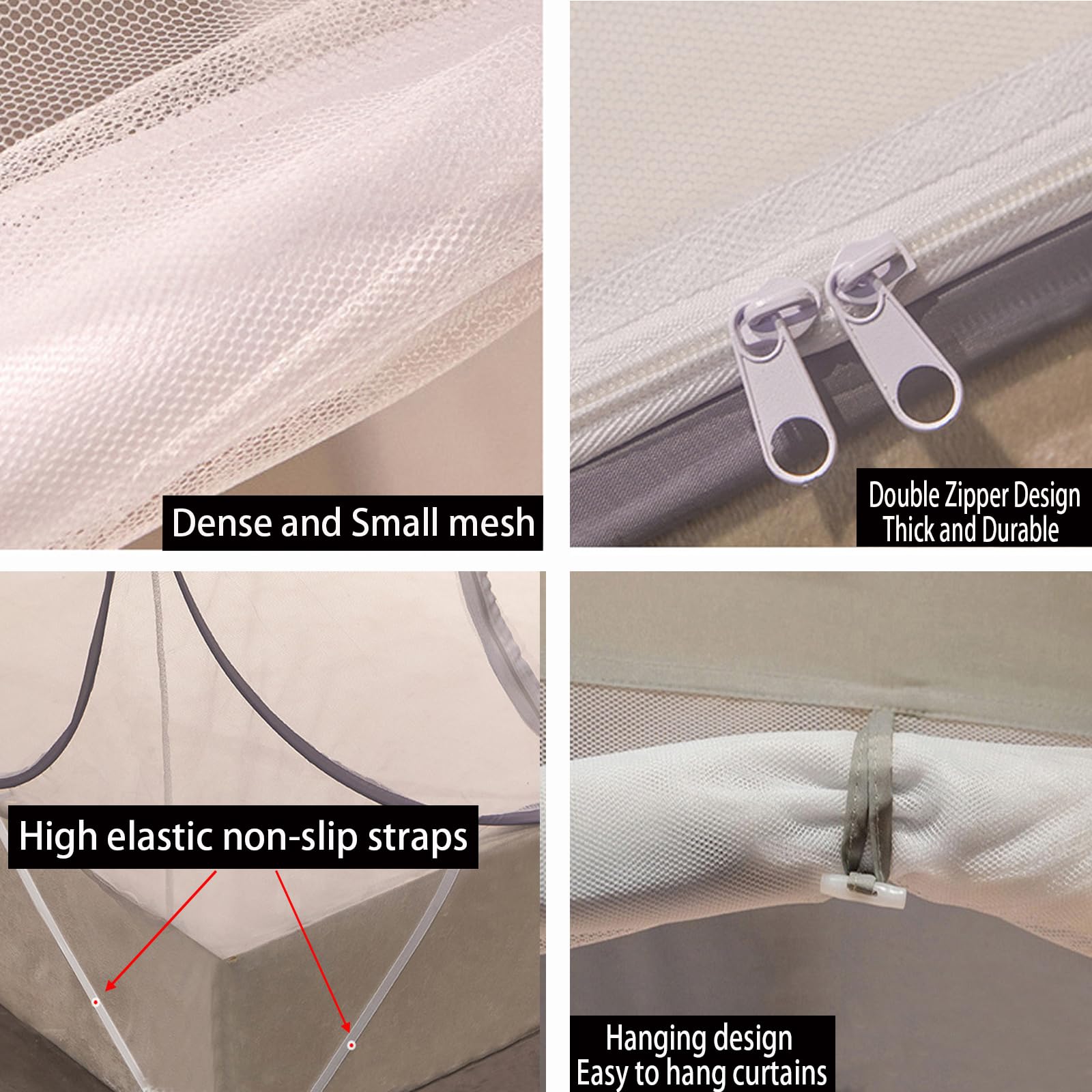 CMINGJ Mosquito Net for Bed, Portable pop up Mosquito Netting with Bottom, Free Installation-Suitable for Bedroom, Camping, Folding Portable Design for Baby Adults (Orange Bear) L79 x W71 x H61