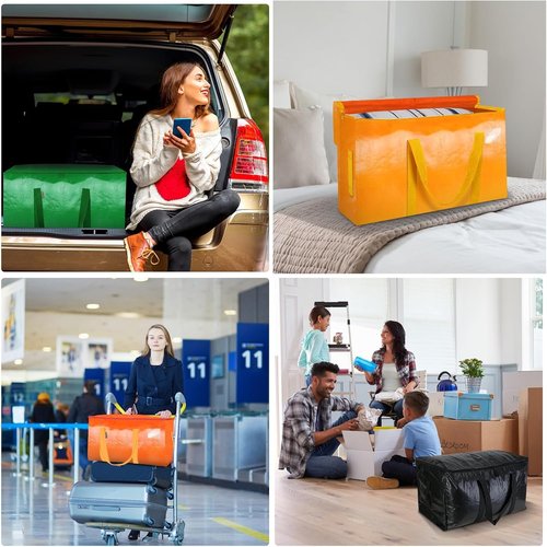BALEINE Oversized Moving Bags - Heavy-Duty Storage Totes with Reinforced Handles | Light Yellow, 2-Pack