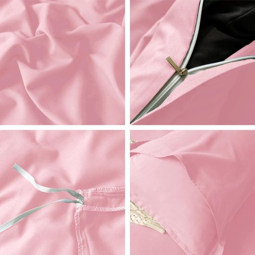 KINMEROOM Pink Duvet Cover King Size Set, 3 Pieces, 1 Soft Bedding Duvet Cover 104×90 Inches with Zipper Closure 8 Ties and 2 Pillow Shams for King Size Bed (Pink, King)