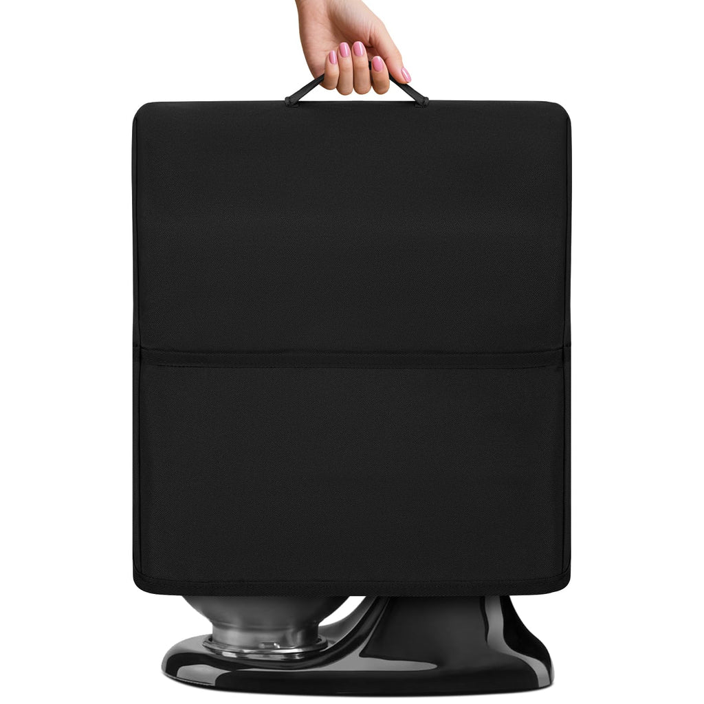 Stand Mixer Dust Cover Compatible with 3 Pockets and Handle with Kitchenaid Fits for 4.5/5 Quart Water-resistant Kitchen Aid Mixer Cover Black