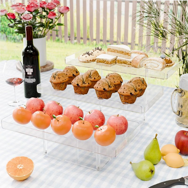 BYCY 3 Tier Cupcake Stand Set - Clear Acrylic Dessert Table Display Set for Pastry Food Treat Tier Cookie Dessert Platter, Tier Serving Trays Holder for Wedding Baby Shower Tea Party