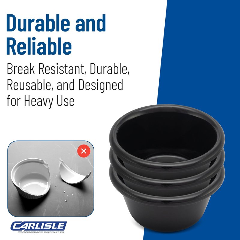 Carlisle FoodService Products 4312303 SAN Smooth Fluted Ramekin, 3 oz Capacity, 1.43" Height, Black (Case of 48)