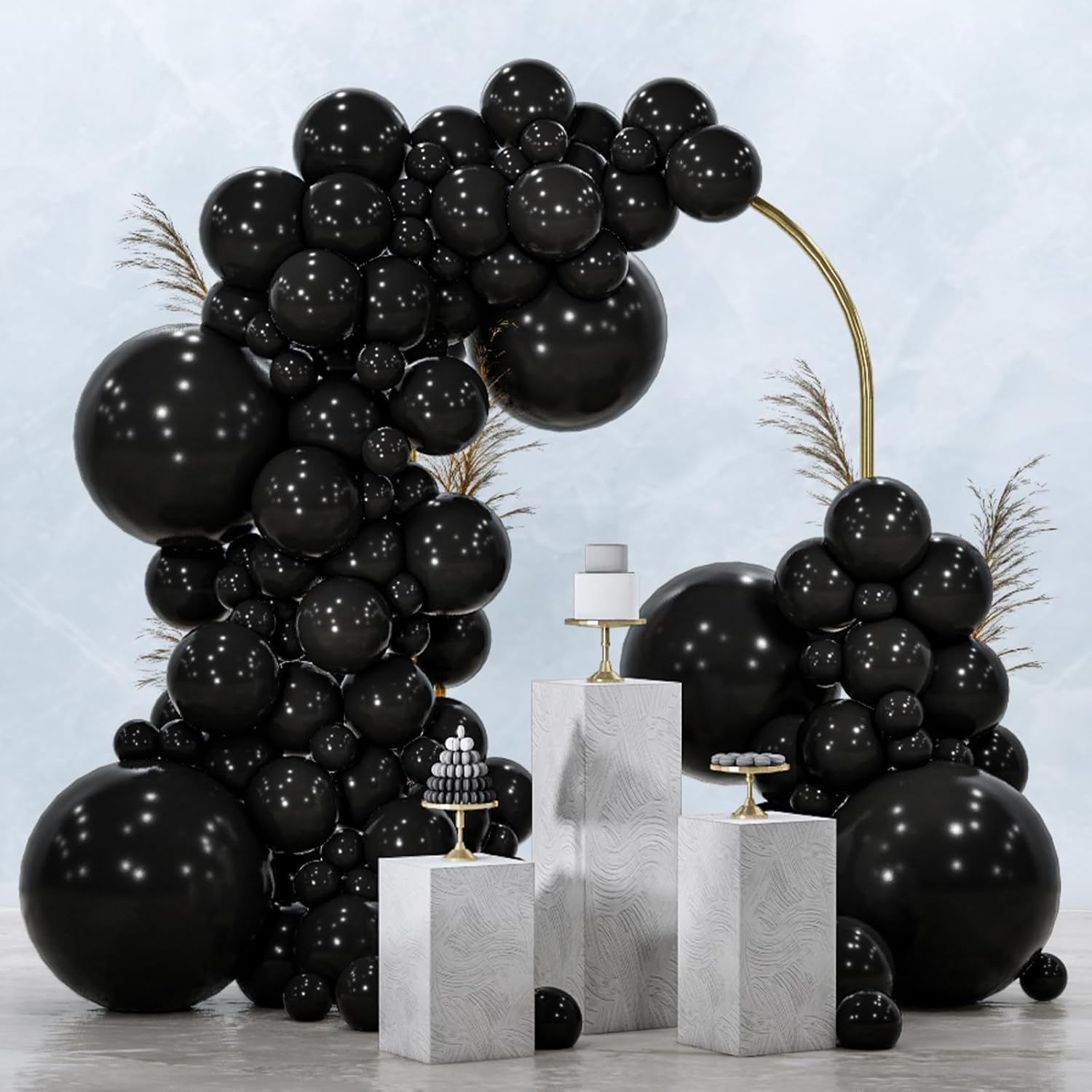 PartyWoo Black Balloons - 100-Piece Arch Kit with Various Sizes for Baby Showers, Birthdays & Anniversaries | Black