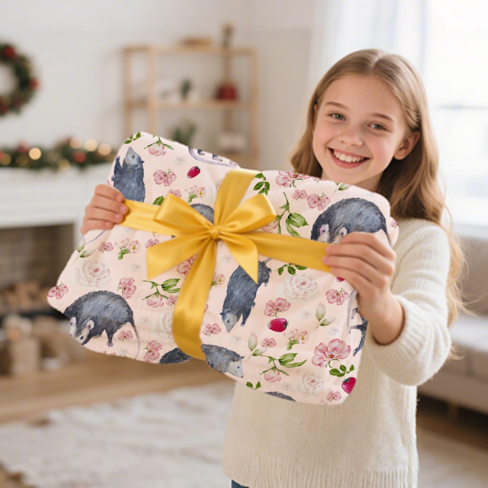 Possums Throw Blankets Opossum Flannel Blanket | Ultra-Soft Micro Opossums Blanket for Girls Boys | Funny Animal Home Decor for Bedding Couch Sofa | 50"x60" Opossum Lover Gift Blanket