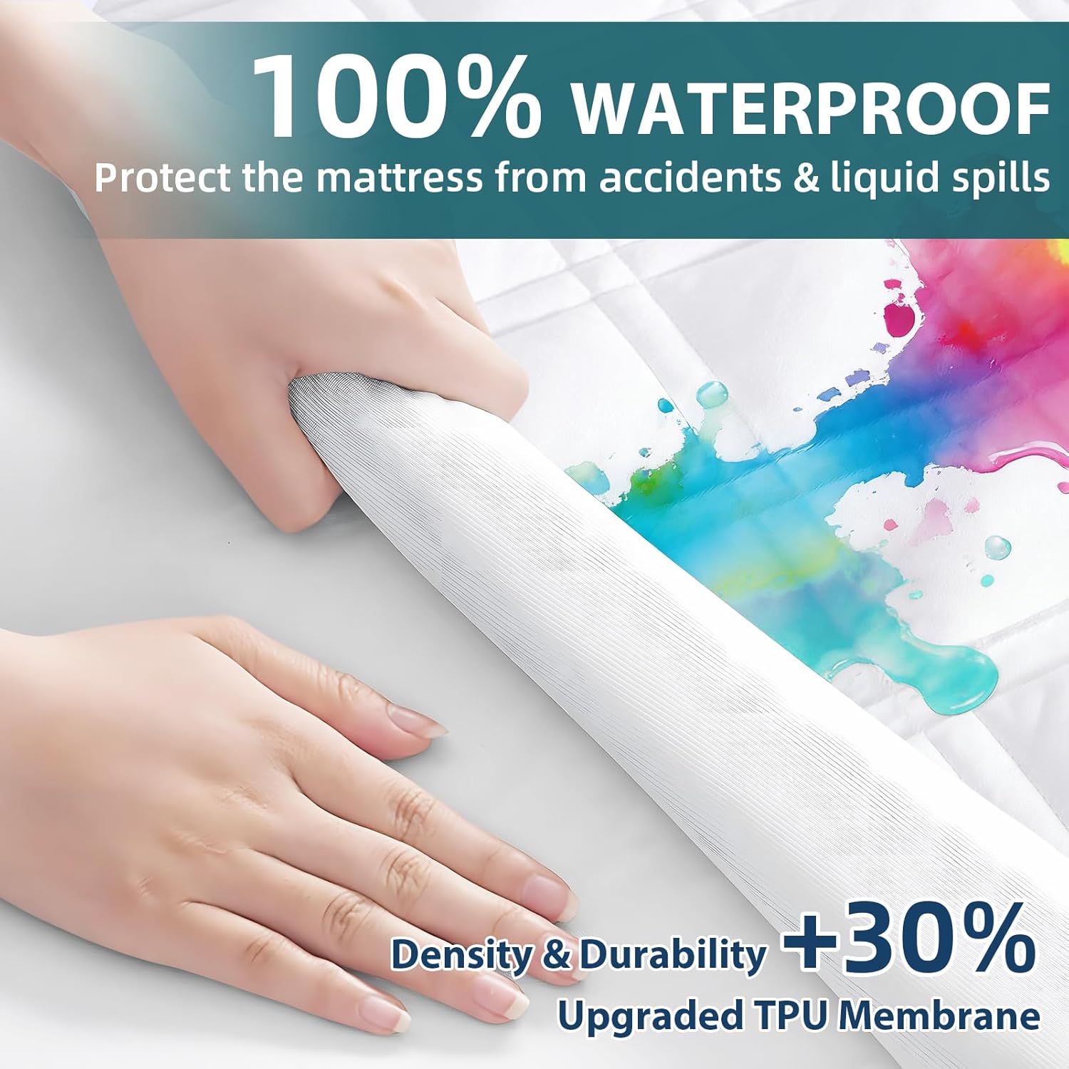 Skiennix Waterproof Mattress Protector - Soft Noiseless Queen Size Cover with Deep Pocket | Washable & Cool Sleep