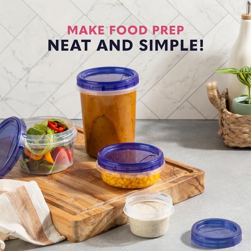 XpressPak 16 Plastic Containers with Screw On Lids - [32 & 16 Oz] - Soup & Salad Food Storage Containers Takeout To Go - Microwave, Freezer & Dishwasher Safe BPA-Free