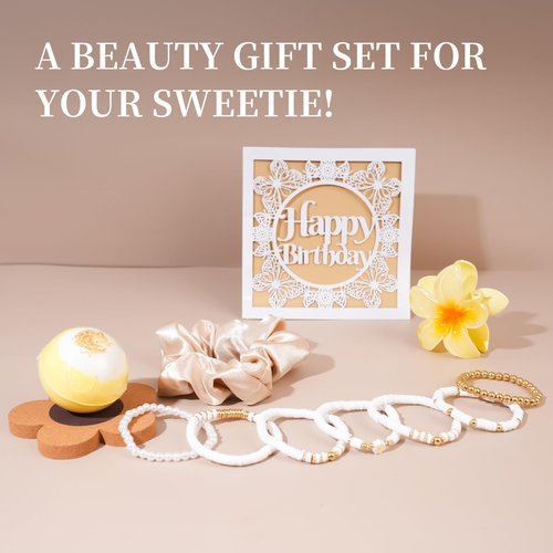 Ndahjahd Birthday Gifts for Teen Girls Women,Teenage Girls Basket Gift Sets for Teen Girls,Happy Birthday Box for Teenage Daisy Glass Cup Set for Girls Friend, Daughter, Niece, Granddaughter