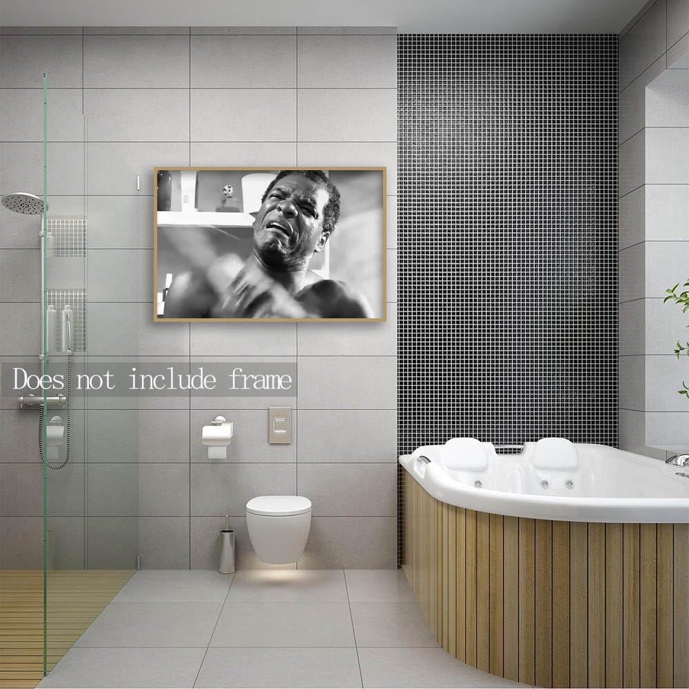 Skiennix Funny Friday Bathroom Poster - Black & White Wall Art Canvas Print | 12x18 Inch Unframed Decor