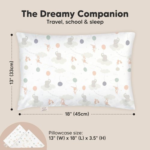 Escapade Toddler Pillow - Soft Organic Cotton Travel Pillow with Case | 13x18, Breathable & Machine Washable for Ages 2-5