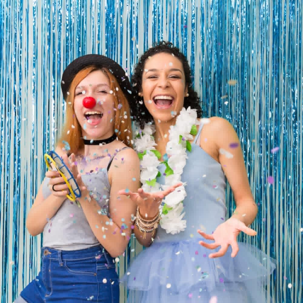 Blue Metallic Tinsel Foil Fringe Curtains by [Brand Name] - 20 Pack Photo Booth Props for Parties & Celebrations