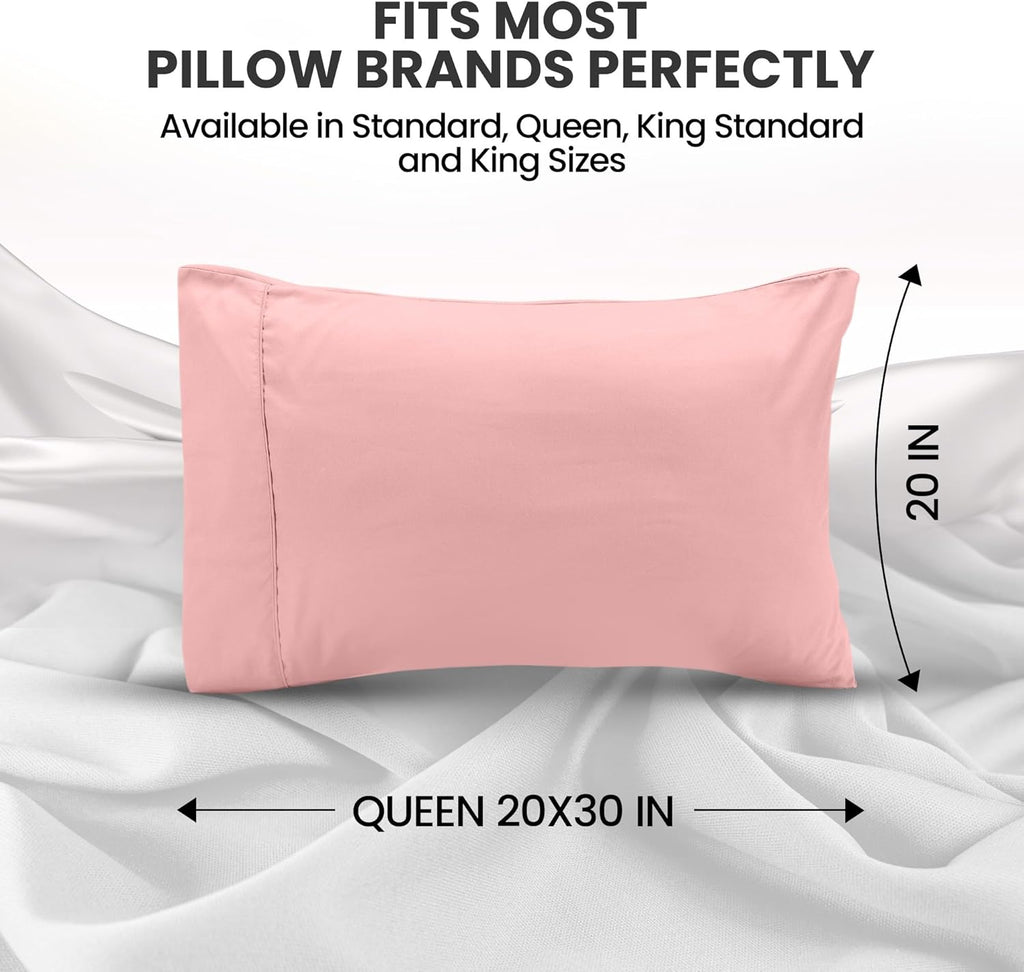 Utopia Bedding Queen Pillow Cases - Soft Brushed Microfiber - 2 Pack, Fade Resistant, 20 x 30 Inches | Pink